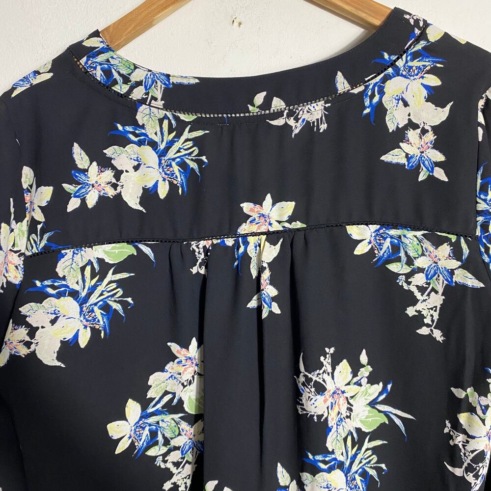 41 Hawthorn Black Floral Blouse SZ L Office Workwear Business Casual Travel‎ - Picture 8 of 11